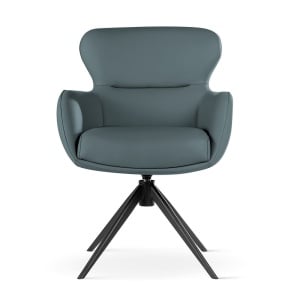 SCAUN ROTATIV HEATHER GRI/ALBASTRU/NEGRU, TAPITERIE DIN PIELE ECOLOGICA, SPUMA, ARCURI SI METAL, STIL MODERN - Img 2