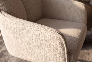 Scaun rotativ LUGANO cu funcție de revenire automată la 360°, cotiere, capacitate de încărcare 150 kg, tweed bej tip chenille - Img 6