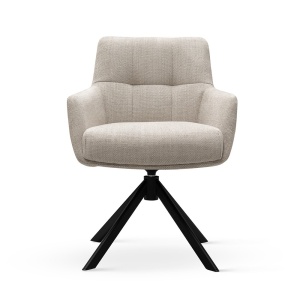 SCAUN ROTATIV MIRAGE BEJ/NEGRU/VAGAR071, TAPITERIE DIN TEXTIL, SPUMA, ARCURI SI METAL, STIL MODERN - Img 2