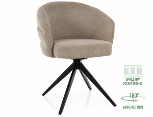 SCAUN ROTATIV STIL ORES, TAP 250 BEJ/NEGRU MAT, TAPITERIE DIN TEXTIL SI PICIOARE DIN METAL, STIL MODERN - Img 6