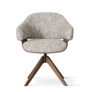 SCAUN ROTATIV, VENUS WOOD, BEJ-GRI/NATUR, TAPITERIE DIN TEXTIL SI PICIOARE DIN LEMN, STIL MODERN - Img 2