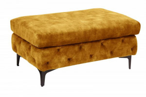 SCAUN/TABURET, BAROC, CATIFEA DE CULOARE GALBEN MUSTAR, STIL CHESTERFIELD - Img 4