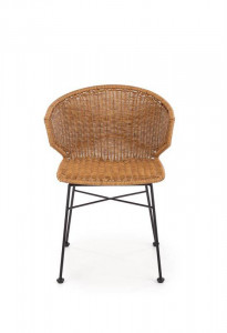 SCAUN TERASA K407, NATURAL/NEGRU, DIN RATAN SINTETIC SI PICIOARE DIN METAL, STIL MODERN - Img 6