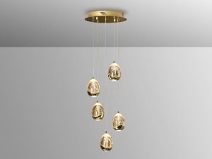 SCHULLER, LUSTRA/PLAFONIERA ROCIO, CU TELECOMANDA, 30 CM, AURIU/SAMPANIE, DIN STICLA SI METAL, STIL MODERN - Img 4