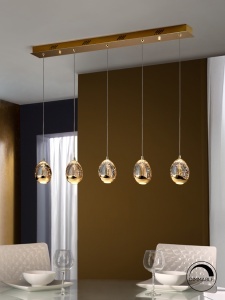SCHULLER, LUSTRA/PLAFONIERA ROCIO, CU TELECOMANDA, 96 CM, AURIU/SAMPANIE, DIN STICLA SI METAL, STIL MODERN - Img 2