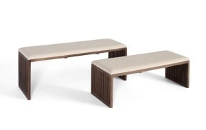 SET 2 BUCATI BANCUTE ,STIL CLASIC, LEMN DE TEC RECICLAT SI MATERIAL TEXTIL, ARTIM GROUP SELECTION - Img 2