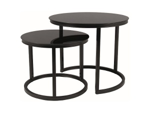 SET 2 MASUTE DE CAFEA ATLANTA D II, NEGRU LUCIOS/NEGRU MAT, STIL MODERN