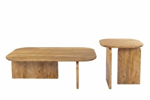 SET 2 MASUTE DE CAFEA, GATSBY 100CM/45CM, REALIZATA DIN LEMN DE MANGO, CULOARE MARO/NATUR, ARTIM GROUP