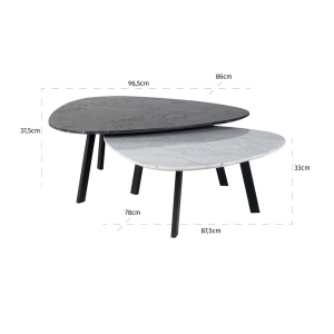 SET 2 MASUTE DE CAFEA TROCADERO 211982, CONFECTIONATE DIN MDF, MARMURA SI METAL, CULOAREA ALB/NEGRU, STIL MODERN - Img 5