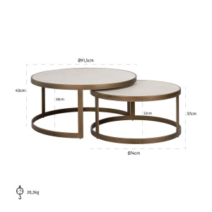SET 2 MASUTE DE CAFEA WHITEBONE VERONA, 211839, CONFECTIONATA DIN FURNIR DE STEJAR SI METAL, CULOAREA AURIU SI ALB, STIL MODERN - Img 5