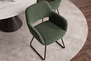 SET 2 SCAUNE CU COTIERE, MUSTANG, REALIZAT DIN METAL SI TEXTIL CATIFEA RAIAT, CULOARE VERDE/NEGRU - Img 8