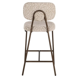 SET 2 SCAUNE DE BAR XENIA LEOPARD, 214159, CONFECTIONAT DIN POLIESTER, METAL SI SPUMA, BEJ/MARO, STIL MODERN - Img 3