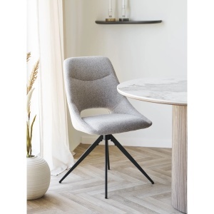 SET 2 SCAUNE DE SUFRAGERIE ROTATIV DOKKA, DIN METAL SI TEXTIL, CULOARE NISIPIU, HOUSE NORDIC - Img 2