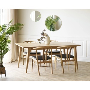 SET 2 SCAUNE DINING ARTENARA, DIN LEMN SI PIELE ECO, CULOARE NATUR/NEGRU, HOUSE NORDIC - Img 10