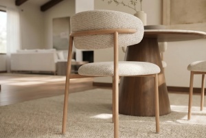 SET 2 SCAUNE DINING BELFORT, REALIZAT DIN MATERIAL TEXTIL SI METAL, CULOARE BEJ/NATUR, INVICTA INTERIOR - Img 3