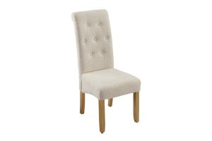 SET 2 SCAUNE DINING CASA, CU PICIOARE DIN LEMN SI TEXTIL BOUCLE TWEED, CULOARE BEJ