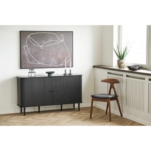 SET 2 SCAUNE DINING LANUZA, DIN LEMN SI PIELE ECO, CULOARE NUC/NEGRU, HOUSE NORDIC - Img 7