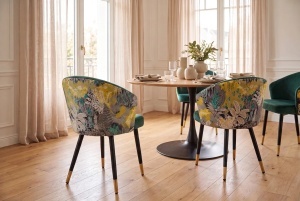 SET 2 SCAUNE MAISON, REALIZAT DIN METAL SI CATIFEA , CULOARE VERDE/MULTICOLOR, INVICTA INTERIOR - Img 4