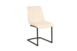 SET 2 SCAUNE MIAMI, REALIZAT DIN METAL SI CATIFEA RAIAT, CULOARE CADRUL NEGRU SI TEXTIL BEJ