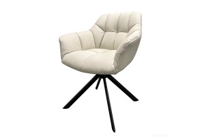 SET 2 SCAUNE, PAPILLON, ROTATIV 180GRADE, REALIZAT DIN METAL SI PIELE ECO, CULOARE BEJ, ARTIM GROUP - Img 5