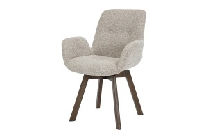 SET 2 SCAUNE ROTATIV BALTIC, DIN LEMN SI TEXTIL BOUCLE, CULOARE TAUPER, INVICTA INTERIOR