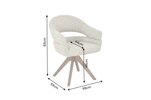SET 2 SCAUNE ROTATIV ORGANIC, REALIZAT DIN MATERIAL TEXTIL CHENILLE SI LEMN, CULOARE TAUPE/BEJ/MARO, INVICTA INTERIOR - Img 2