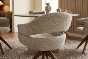 SET 2 SCAUNE ROTATIV ORGANIC, REALIZAT DIN MATERIAL TEXTIL CHENILLE SI LEMN, CULOARE TAUPE/BEJ/MARO, INVICTA INTERIOR - Img 12