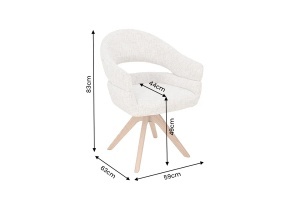 SET 2 SCAUNE ROTATIV ORGANIC, REALIZAT DIN MATERIAL TEXTIL CHENILLE SI LEMN, CULOARE BEJ/MARO, INVICTA INTERIOR - Img 3