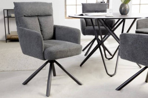 SET 2 SCAUNE ROTATIVE, BIG GEORGE GRI INCHIS, TEXTIL, ASPECT RETRO, ARTIM GROUP SELECTION - Img 3