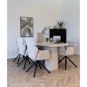 SET 2 SCAUNE ROTATIVE CORDOBA, DIN METAL SI TEXTIL, CULOARE BEJ, HOUSE NORDIC - Img 8