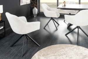 SET 2 SCAUNE ROTATIVE, PAPILLON, 180 GRADE, DIN MATERIAL BOUCLE SI SUPORT METAL, ALB, ARTIM GROUP SELECTION - Img 5