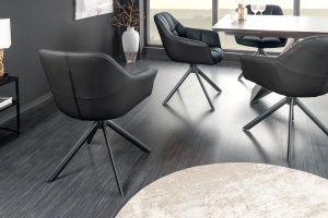 SET 2 SCAUNE ROTATIVE, PAPILLON, 180 GRADE, DIN PIELE SI SUPORT METAL, NEGRU, ARTIM GROUP SELECTION - Img 5