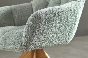 SET 2 SCAUNE ROTATIVE, PAPILLON, REALIZAT DIN MATERIAL TEXTIL BOUCLE SI PICIOARE DIN LEMN, CULOARE VERDE SALVIE, INVICTA INTERIOR - Img 2