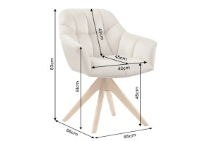 SET 2 SCAUNE ROTATIVE, PAPILLON, REALIZAT DIN MATERIAL TEXTIL, CATIFEA SI LEMN, CULOARE BEJ, INVICTA INTERIOR - Img 10