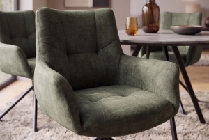 SET 2 SCAUNE ROTATIVE SIGNATURE, REALIZAT DIN METAL SI CATIFEA , CULOARE VERDE, INVICTA INTERIOR - Img 2