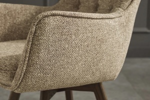 SET 2 SCAUNE ROTATIVE THOR 360GRADE, CADRUL DIN LEMN MASIV DE STEJAR SI MATERIAL TEXTIL , TAUPE DESCHIS, STIL MODERN - Img 5
