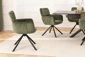 SET 2 SCAUNE ROTATIVE, UNIQUE, 180 GRADE, DIN MATERIAL CHENILLE VERDE SI PICIOARE METAL, ARTIM GROUP SELECTION - Img 8
