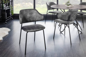 SET 2 SCAUNE TRACY , DIN CATIFEA GRI SI PICIOARE NEGRE, DESIGN INDUSTRIAL - Img 1