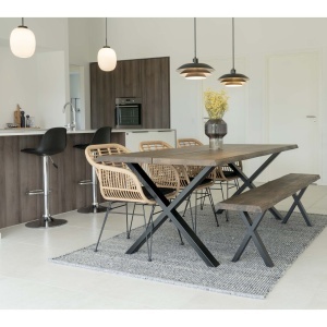 SET 2 SCAUNE TRIESTE, REALIZAT DIN POLIRATAN SI METAL CU PERINA, CULOARE NEGRU/NATUR, HOUSE NORDIC - Img 2