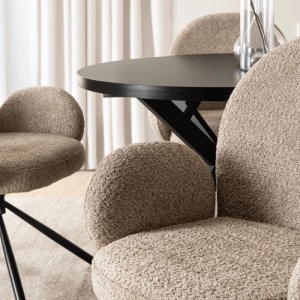 SET 4 SCAUNE ROTATIVE, ARTIM MEBLE, REALIZAT DIN MATERIAL BOUCLE MARO SI METAL, STIL MODERN - Img 3