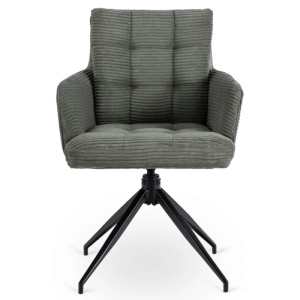 SET 4 SCAUNE ROTATIVE, ARTIM MEBLE, REALIZAT DIN MATERIAL CATIFEA RAIAT VERDE SI METAL, STIL MODERN - Img 6