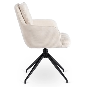 SET 4 SCAUNE ROTATIVE, ARTIM MEBLE, REALIZAT DIN MATERIAL CATIFEA RAIAT CREM SI METAL, STIL MODERN - Img 7