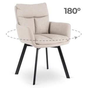 SET 4 SCAUNE ROTATIVE, ARTIM MEBLE, REALIZAT DIN MATERIAL TEXTIL BEJ SI CADRUL DIN METAL, STIL MODERN - Img 9