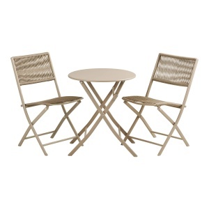 SET BISTRO FORMAT DIN 2 SCAUNE SI MASA, ARCAS, REALIZATA DIN ALUMINIU SI POLIESTER, CULOARE NISIPIU, HOUSE NORDIC