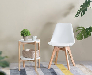 SET DE 4 SCAUNE VEYRON TUY ALB DIN LEMN SI PIELE ECO STIL SCANDINAV - Img 6
