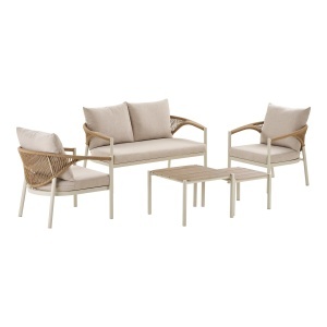 SET DE EXTERIOR, ABELA, REALIZAT DIN ALUMINIU, POLIRATAN SI TEXTIL, CULOARE NATUR/NISIPIU, HOUSE NORDIC - Img 3