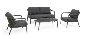 SET LOUNGE DE GRADINA/TERASA MIRAVET ANTRACIT/VERDE, CONFECTIONAT DIN ALUMINIU, POLIPROPILENA SI TEXTIL, STIL MODERN