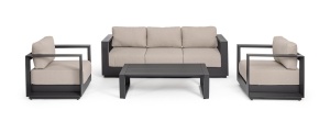 SET LOUNGE DE GRADINA/TERASA, MOSES ATRACIT/BEJ, CONFECTIONAT DIN TEXTIL SI ALUMINIU, STIL MODERN - Img 5