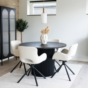 SET MASA SI 4 SCAUNE, DIN LEMN SI TEXTIL, CULOARE ALB/MARO, HOUSE NORDIC - Img 2
