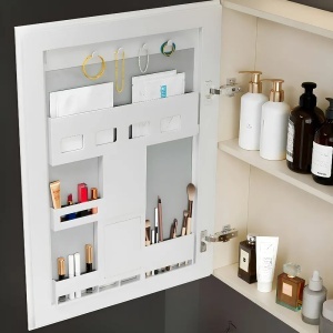 SET MOBILIER DE BAIE CU LAVOAR, OGLINDA, DENVER 60CM, CREM, JUST IN COLLECTION - Img 2